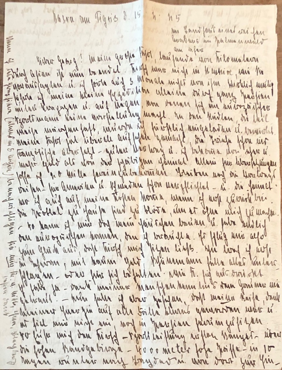 NATHUSIUS, "Lieber Georg", handschriftlicher Brief aus Basra am Tigris, datiert