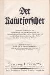 SCHOENICHEN, W.: Der Naturforscher. Jahrgang I, 1924/25.