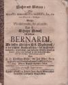 SELLER, Hoches und Niederes: Oder Beatus Bernardus primus, Io, Abbas CLarae - Va